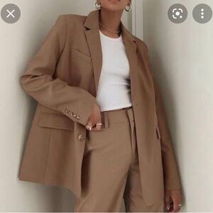 Friends of Audrey tan blazer XL cotton/linen